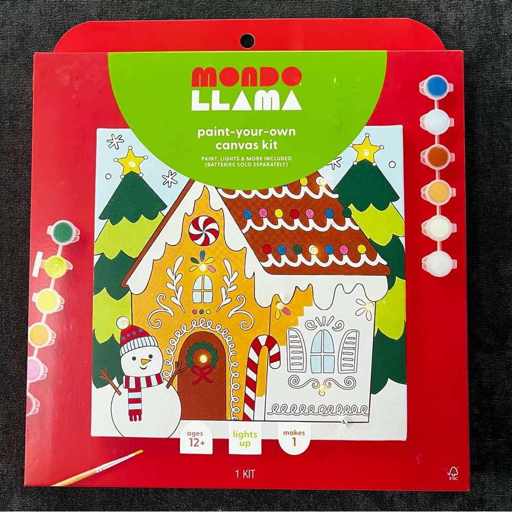 NIB Mondo Llama Paint Your Own Christmas Canvas